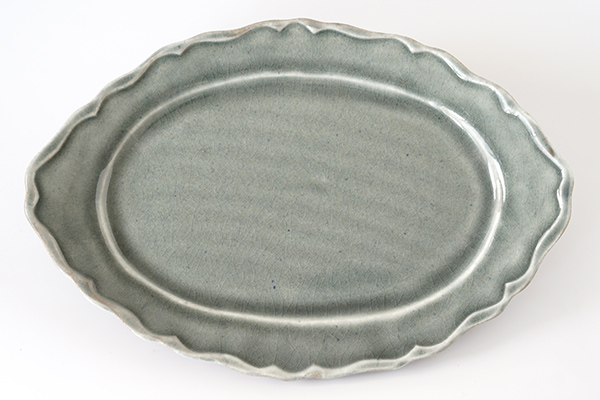 わかさま陶芸 ブルーグレー釉 フリル皿 だ円｜詳細画像3