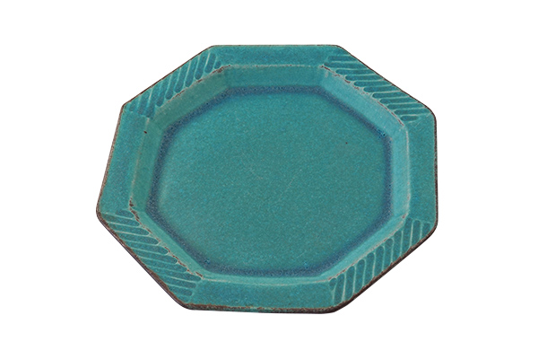わかさま陶芸 八角プレート シャビーターコイズ｜詳細画像1
