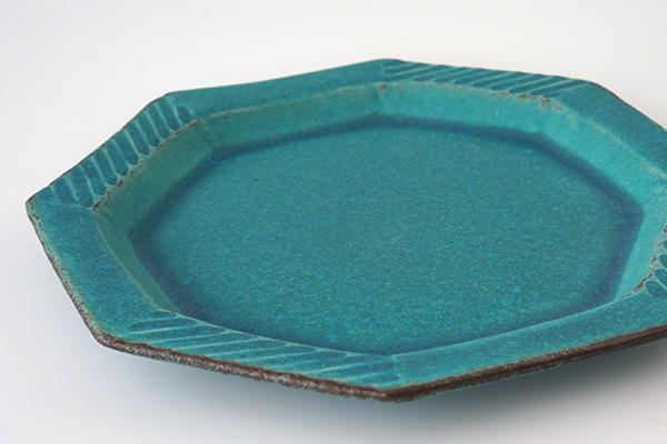 わかさま陶芸 八角プレート シャビーターコイズ｜詳細画像5