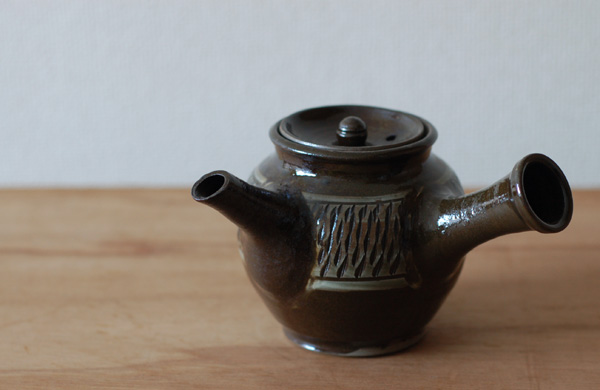 小鹿田焼 緑飛び鉋 急須
